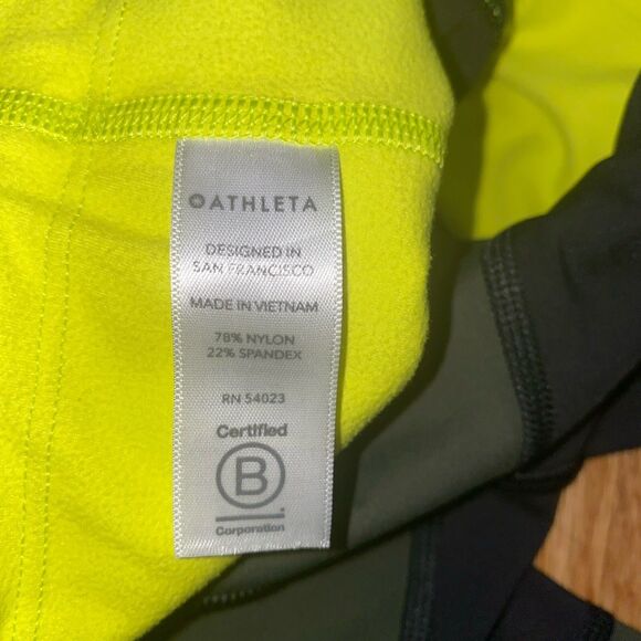 Athleta ASYM Colorblock Size LT Supersonic Black Green Athletic Leggings - Picture 6 of 10